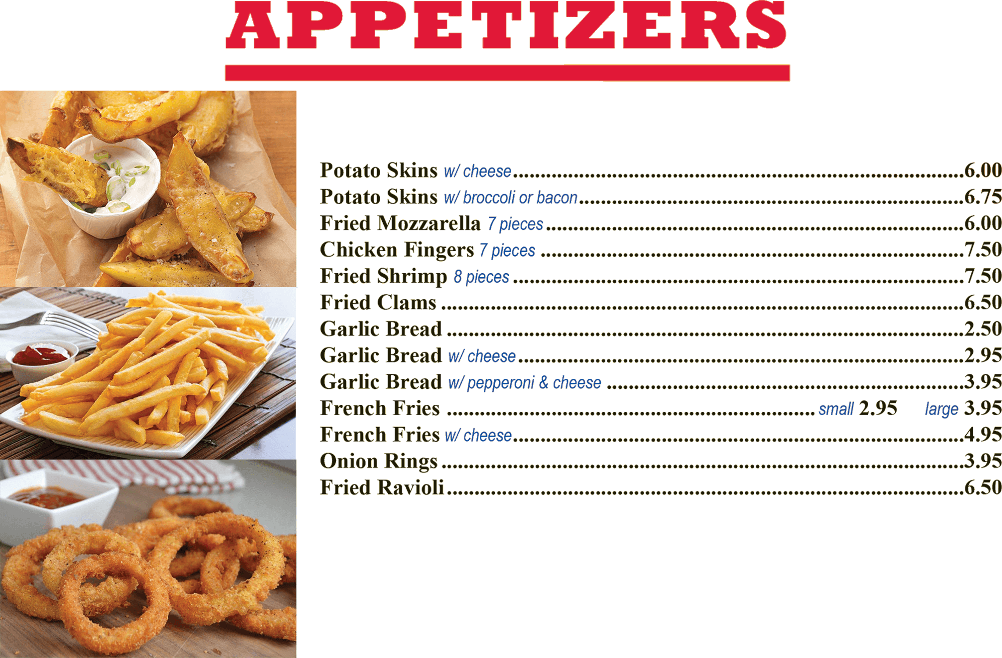 Appetizers Bella Pizza